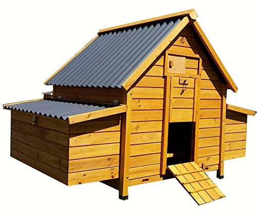 Cocoon ECO 1000 Large Chicken Coop – Wooden Hen House with Rot-Proof Plastic Roofs, Dual Pull-Out Trays, Secure Nest Box & Auto Door Ready, Ideal for 6–8 Birds