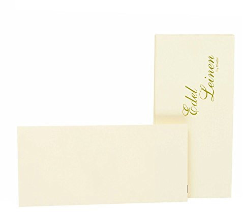 Rössler 2051705802 - Edel Leinen - Einzelkarten-Pack DIN lang, 20 Stück, ivory