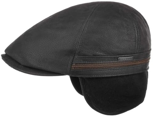 Stetson Redding Earflap Schirmmütze Gatsby Cabrio-Design Herren Herbst Winter schwarz XXL (62-63 cm)