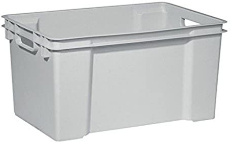 Keter Crownest Recycling Box 50 l, Hellgrau, 58.7 X 39 X 30 cm, Aufbewahrungsbox aus Kunststoff mit Griff, stapelbar, Drehstapelbehälter