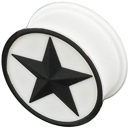 viva-adorno 1 Stück Flesh Plug Tunnel Ohr Piercing Silikon flexibel Stern Größe 4-26mm Z156