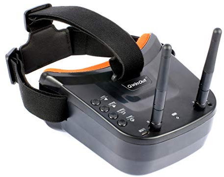 QWinOut FPV Goggles 3 inch 480 x 320 Display 40CH HD Built-in Battery, with Double Antenna Reception for FPV Racing Drone Quadcopters (Yellow Color Sponge)