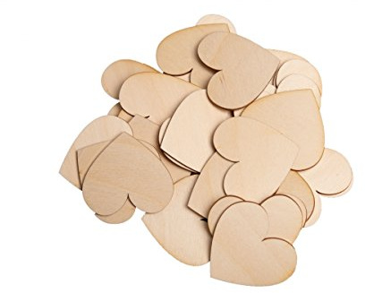GRAVURZEILE 100 Stück 60mm Herz Holz Scheiben für DIY Handwerk Verzierungen Naturholzscheiben Tischdekorarion Herzen für Hochzeit Geburtstag