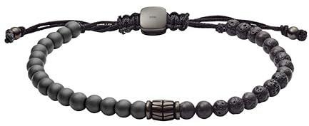 Fossil Men's Beaded Bracelet, Color: Smoke (Model: JF03008793)