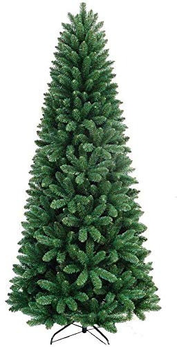 Bakaji Albero Di Natale SLIM Molto Folto Nuova Versione Pino Dei Sogni Ecologico e Ignifugo Con Base a Croce In Ferro Pieghevole Apertura a Stella Verde (120 cm)