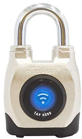 eGeeTouch - Candado para exteriores (resistente a la intemperie, 4ª generación, Bluetooth + NFC, corto)