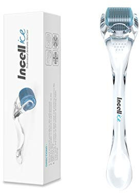 Derma Roller, INCELLICE Derma Roller Cabello 200 Titanio Aguja Real, 1.0mm Rodillo para Barba, Microneedle Scalp Beard Roller, Rodillo Microagujas para el Cuidado Facial del Cabello Hombres y Mujeres