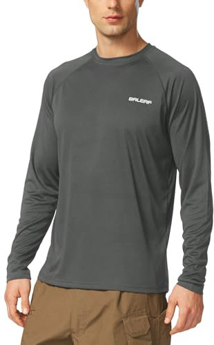 baleaf UV Shirt Herren Wasser UV-Schutz UPF 50+ Rashguard Sonnenschutz Langarm Shirt Dunkelgrau L