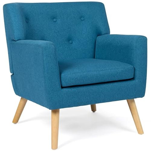 IDMarket – Skandinavischer Sessel aus Stoff, Blau