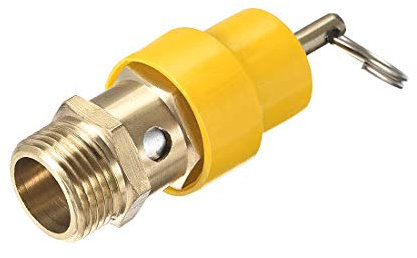 uxcell Safety Valve Air Compressor Pressure Relief Valve, G3/8 Male, 115PSI Set Pressure, Yellow Hat, 1Pack