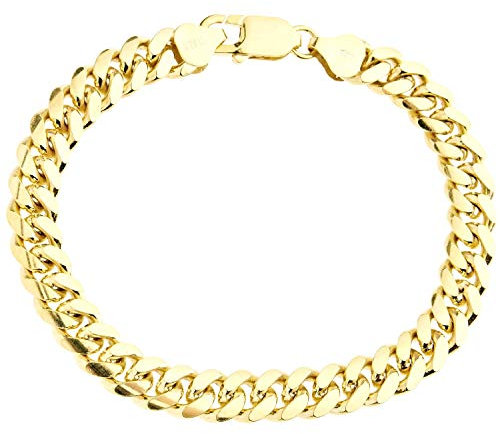 .iced-out. Sterling 925er Silber Panzerkette Armband MIAMI 8mm gold 20c