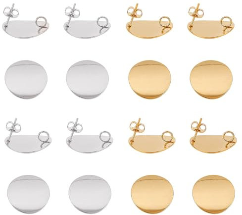 UNICRAFTALE 20 Stück 2 Farben Edelstahl Ohrstecker Gebogene Flache Runde DIY Ohrstecker Mit 3 mm Loch DIY Ohrring Komponenten 20 mm Durchmesser Ohrring Teile Für Die Schmuckherstellung, 0.8mm Stift