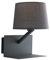 LED Wandlampe Grau mit Stoff Lampenschirm, USB Lampe mit Ladefunktion & Ablage