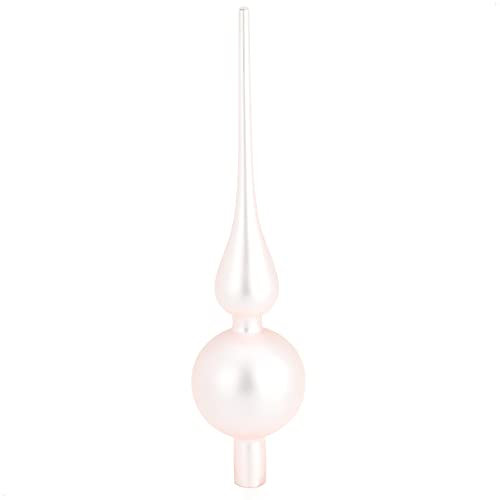 com-four® Weihnachtsbaumspitze - Christbaumspitze aus echtem Glas für Weihnachten - Tannenbaumspitze für den Christbaum (28cm - Hellrosa matt)