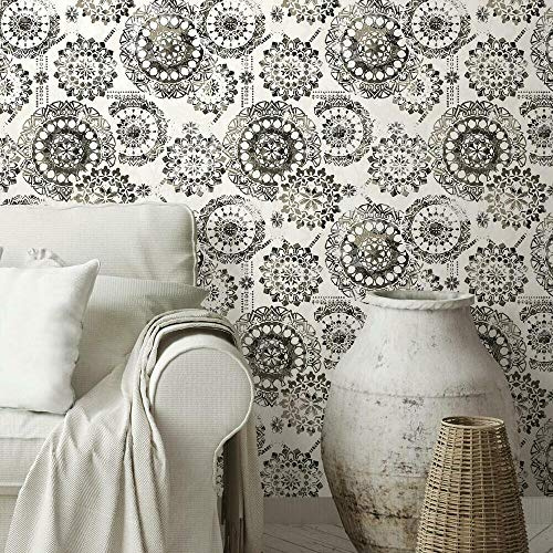 RoomMates RMK11723WP Peel and Stick Wallpaper, Black/White