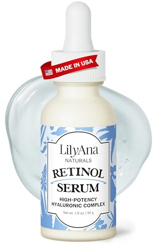 LilyAna Naturals Retinol Serum - Made in USA Anti-Aging Gesichtsserum mit Hyaluronsäure und Vitamin E, reduziert Altersflecken und Sonnenschäden, fördert Kollagen und Elastin (Retinol, 28.3 g)