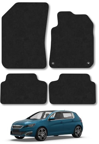 Peugeot 308 (2014-2021) Carpet Car Mats | Black Edge Trim Tailored Fit Floor Mats Full Coverage Protection Accessories Easy Clean Anti Slip Made in the UK