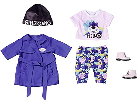 BABY born Deluxe Kalte Tage Set aus blauem Mantel, Mütze, Shirt, Leggins und Stiefeln,für 43 cm Puppen, 831991 Zapf Creation