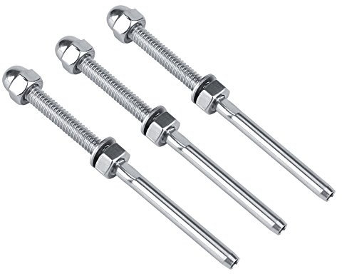 Tendeur fileté en acier inoxydable, extrémités de tension de goujon à sertir à la main pour système de garde-corps à câble simple 1/8 pouce (3,175 mm) 10 pièces pour poteaux en bois extérieurs ou inté