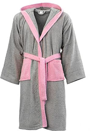 Morbidissimi Accappatoio Spugna Adulto Bicolor Con Cappuccio, Cinturino e 2 Tasche, Accappatoi Uomo Donna Morbidi 400 gr/mq Puro Cotone Y780 (Accappatoio Perla-Rosa, S)