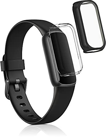 kwmobile 2X Schutzhülle kompatibel mit Fitbit Luxe Hülle - Fullbody Cover Set aus Silikon - Schwarz Transparent