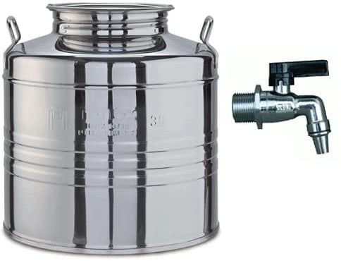 BELVIVERE CONTENITORE FUSTO BIDONE PER OLIO 50LT ACCIAIO INOX 18/10 CON RUBINETTO