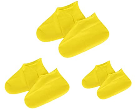 3 Paar Wasserdichte ÜBerschuhe Wasserdichte Silikon ÜBerschuhe Rutschfester ÜBerschuh Wiederverwendbare Rutschfeste ÜBerschuhe Geeignet für Regentage, Einsame SträNde, Schlammige StraßEn (Gelb)