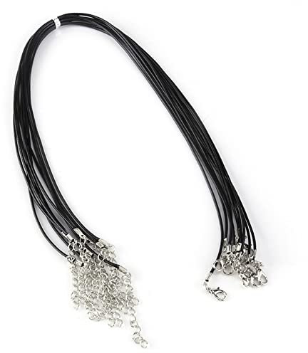 10 Cuerdas de Cuerda de Cera Ajustables para Collar, Cordón de Algodón Encerado de 0.059 In para Hacer Joyas, Cordón de Collar, Cordón de Algodón Encerado Negro para Hacer Collares Y(negro)