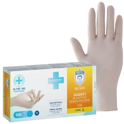 Bericah Dr. Protec,Febi Senza Polvere,Guanti in Lattice,Taglia L,100 Pezzi