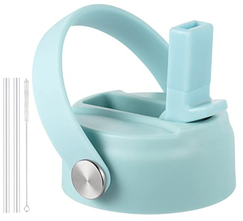 Straw Lid for Hydro Flask Wide Mouth, Straw Lid with Flexible Handle and Straws, Replacement Sport Cap Straw for Hydroflask Straw Lid Wide Mouth Top