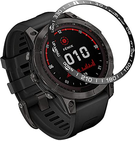 Edelstahl-Uhrenblende für Garmin Fenix 7 x Lünettenring, Anti-Kratz- und Kollisionsschutz, Lünette (schwarz)