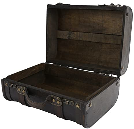 Jerliflyer Alter Dekorativer Koffer, GroßE KapazitäT, Vintage Modische Dekorative Holz Aufbewahrungsbox, Leder Antik Koffer Aufbewahrungsbox Schmuckschatulle FüR Zuhause Groß Aufbewahrungskoffer