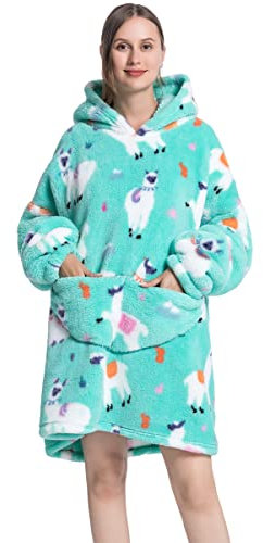 Ruiuzioong Übergroße Hoodie Decke Sweatshirt,Bequeme Decke Kapuzenpullover warmes Sweatshirt für Damen Herren Teenager Geschenk (Alpaka)