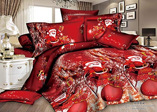 MONSAR Father Christmas Royal Santa Claus Merry Santa Xmas Duvet Cover with Matching Pillowcase Bed Linen, Christmas Quilt Bedding Set, Ultra Soft, Easy Care, Machine Washable (Single, Royal Santa)