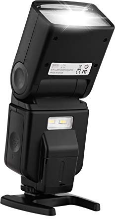 Andoer Universal Flash Speedlite GN40 Einstellbare LED-Fülllicht Blitz auf der Kamera mit Halterungsersatz für Canon Nikon Olympus Pentax DSLR-Kameras
