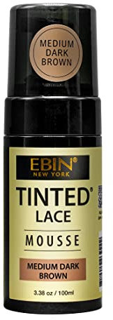 EBIN NEW YORK - Tinted Mousse Medium Dark Brown Farbmousse für Spitzenperücken, 100 ml, dunkler Mittelbraun-Ton mit gleichmäßiger Abdeckung und realistischem Kopfhaut-Finish