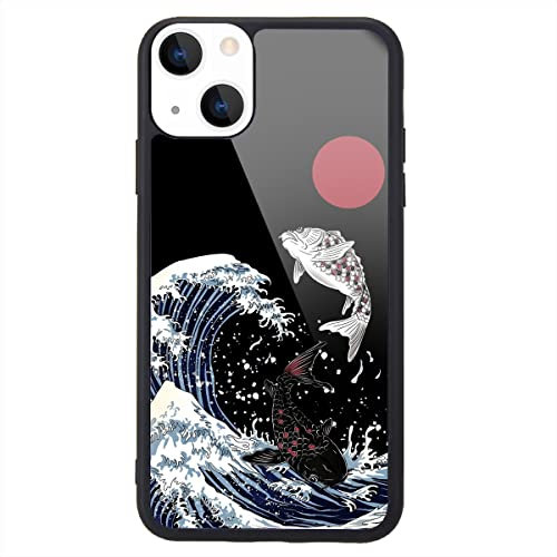 MAYCARI Great Wave of Kanagawa Case for iPhone 14 Plus, Painting Art Cute Design Soft TPU Hard Back Ultra-Thin Shockproof Anti-Fall Protective Gilry Cover Case for iPhone 14 Plus
