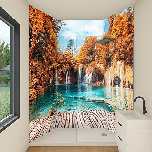 yourplate Duschrückwände individuelle Größe (Türkis Wasserfall) | 3mm Aluminium Verbundplatte, exklusives Design, einfache Montage, geringes Gewicht, fugenlos, wasserdicht, pflegeleicht