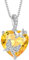FJ Schmetterling Kette Damen 925 Sterling Silber Citrin Kette November Geburtsstein Halskette Herz Anhänger Schmuck Geschenke für Frauen Mutter Freundin Mama