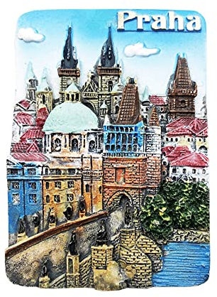 Prag Tschechische Republik Kühlschrank Magnet Reise Souvenir 3D Kühlschrank Dekoration Magnetaufkleber Handbemalt Bastelkollektion