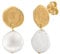 cai Damen Ohrstecker 925/- Sterling Silber 2,4cm Glänzend Süßwasserzuchtperle gelb 358220804V