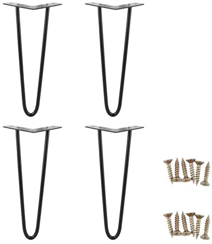 VIDETOL 4 Stück Tischbeine Metall, 30cm Hairpin Legs, Haarnadel Tischbeine, Schrankfüsse Metall, Couchtisch Füße mit Schrauben, Möbelfüße Schwarz für Schrank, Couchtisch und Sofa