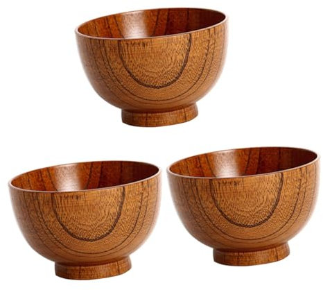 LIFKOME 3pièces Bol Bois De Riz Saladiers Bois Écologiques pour Fruits Et Légumes Ustensiles De Cuisine pour Repas à Domicile