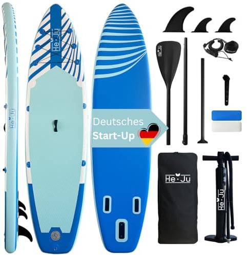 He-Ju SUP Stand Up Paddling Board SUP, 335 x 84 x 15 cm, Aufblasbar und Wasserdicht, für Anfänger und Fortgeschrittene, inklusive Zubehörteilen, ideal als Geschenkidee zu Weihnachten