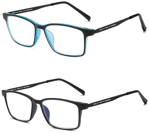 CAMKIDS Lesebrille Herren 2 Pack Titanmetall TR90 modische Anti Blaulicht Lesebrille für Herren und Damen+1.5