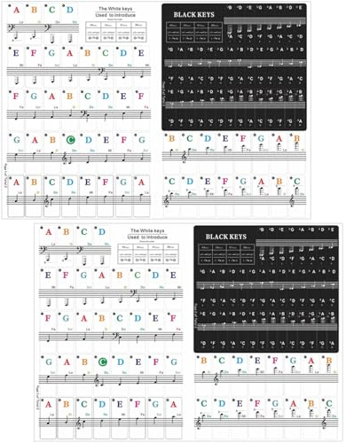 BESTonZON Klaviertastatur-schablone 2 Sätze Entfernbare Klaviertastatur-notenetiketten für Klavier und Elektronische Orgel