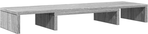vidaXL Supporto Monitor Regolabile Grigio 80x24x10,5 cm in Truciolato, Rialzo per Monitor, Supporto per Monitor per scrivania, Rialzo per Supporto per Monitor