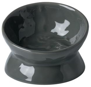 Cat Food Bowl, 5 OZ Ceramic Elevated Kitten Water Bowl, 15° Tilted Raised Pet Feeder, Anti Vomiting and Whisker Friendly Dishes for Fat Faced, Cat, Kitten, Small Dog