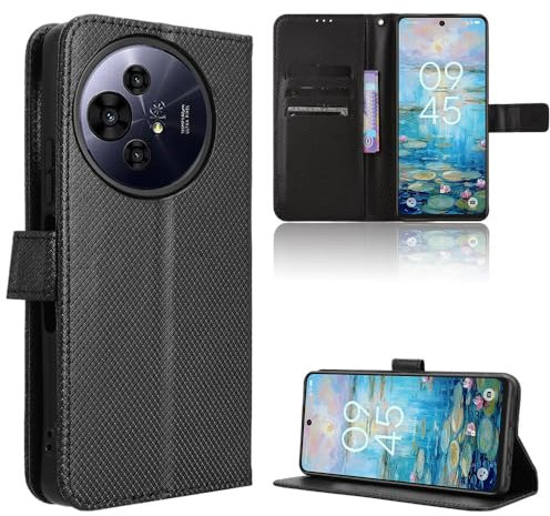 TIANYUE Funda para TCL 50 Pro NxtPaper 5G, Suave PU Cuero para Fundas Flip Case Cover, Billetera con Soporte, patrón de Diamante Carcasa para TCL 50 Pro NxtPaper 5G, Negro