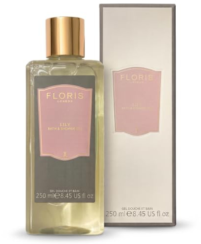 Floris of London Lily Bath & Shower Gel (250ml), Luxury Floral Fragrance | Gently Foaming, Enriched with Vitamin E & Almond Oil, Enhanced with Jasmine & Rose, Designed to Leave Skin Smooth & Soft